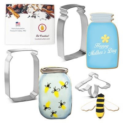 Mason Honey Jars and Bee Cookie Cutter 3 Pc Set HS0463 Mason Honey Jars and Bee Cookie Cutter 3 Pc Set HS0463