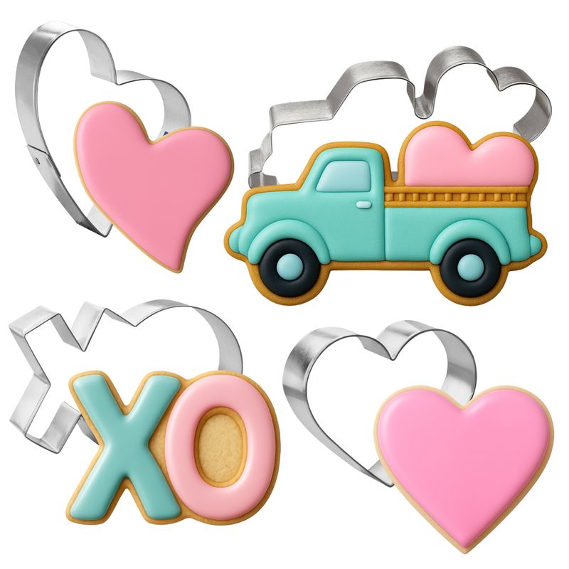 Hearts Truck XO Cookie Cutters 4 Pc Set HS0471 Hearts Truck XO Cookie Cutters 4 Pc Set HS0471
