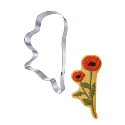 Long Stem Poppy Cookie Cutter 6 in Long Stem Poppy Cookie Cutter 6 in