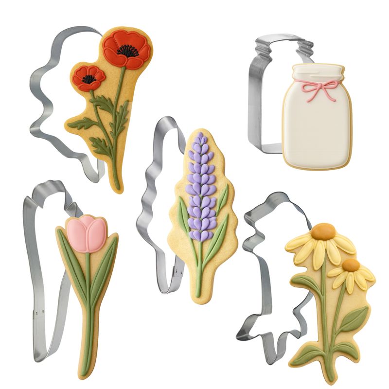 Long Stem Wild Flower Cookie Cutter 5 Pc Set HS0580