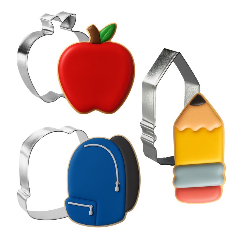 Back to School 3 Piece Cookie Cutter Set HS0624 Back to School 3 Piece Cookie Cutter Set HS0624