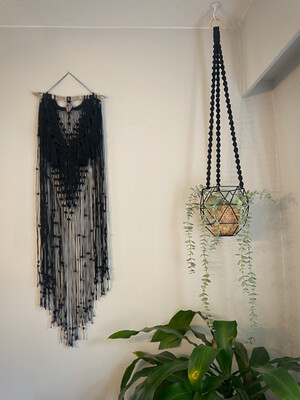 Repurposed Pendant Plant Hanger with Bamboo Pot | MADE TO ORDER