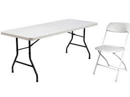 Party Table 6 ft + 10 chairs  /mesa de fiesta 6 pies + 10 sillas