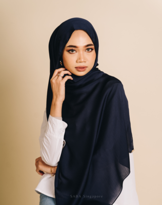 Textured Satin Hijab - Royal Blue