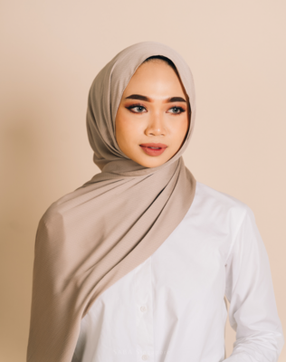 Textured Satin Hijab - Taupe