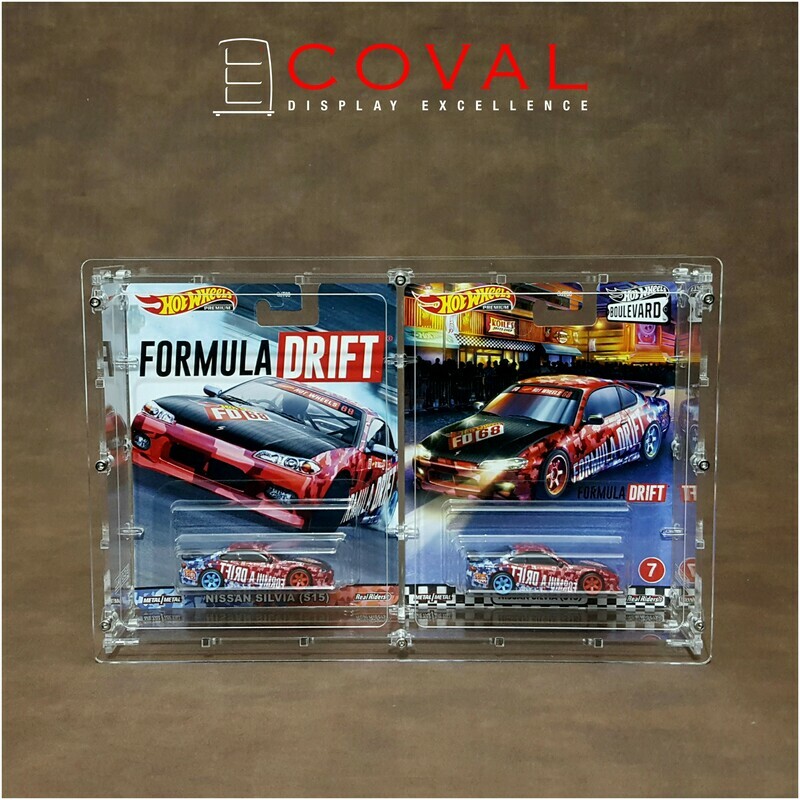 HWC-201 Acrylic Display Case for 2 Premium Wide Carded Hot Wheels