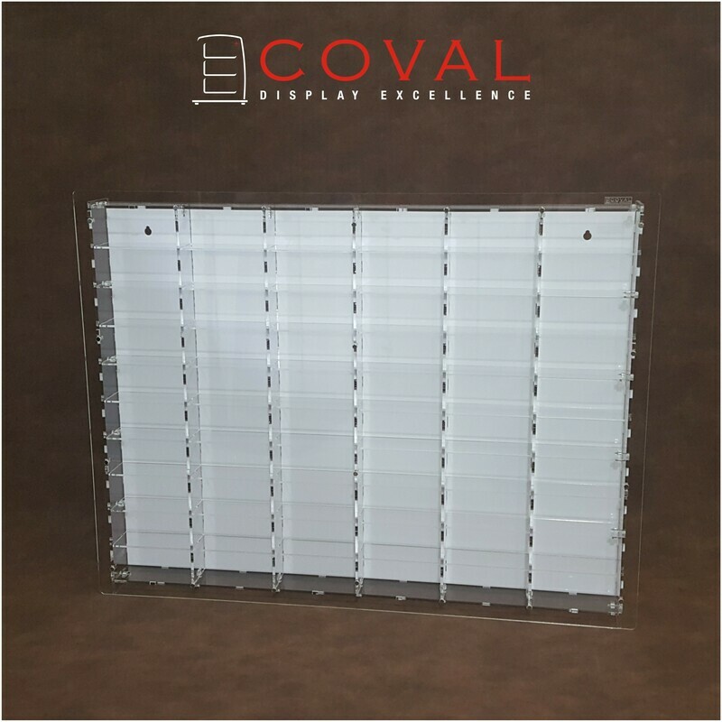 LST-610W Acrylic Wall Display for 1/64 Loose Cars Holds 60