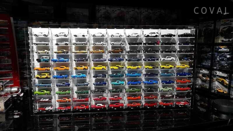 LST-910W Acrylic Wall Display for 1/64 Loose Cars Holds 90