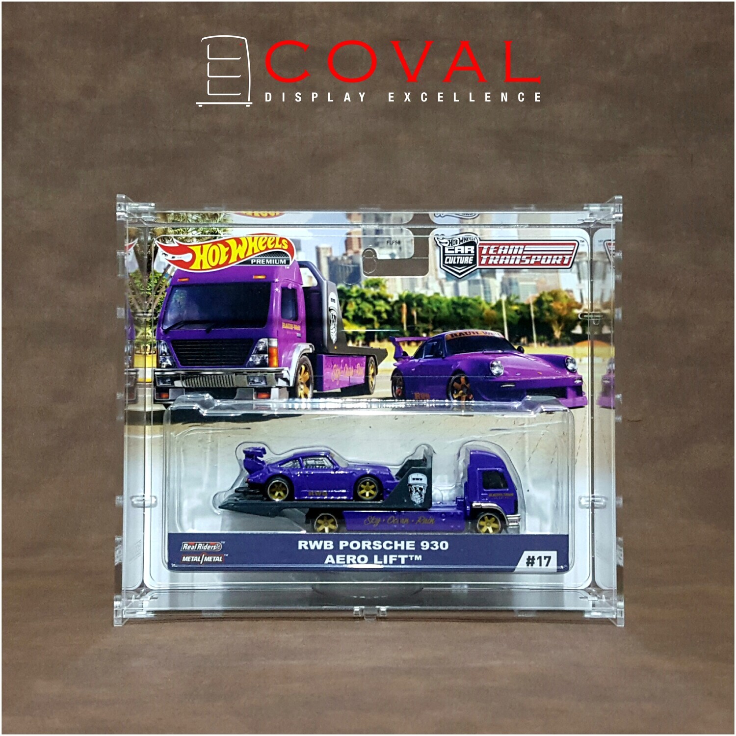 HDX-101 Acrylic Display Case for Single Carded Hot Wheels Team Transport with Front Vertical Door