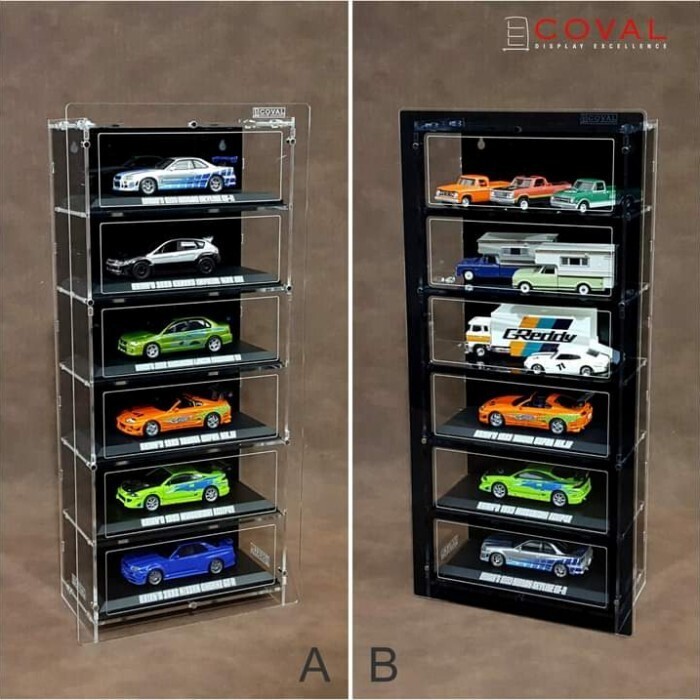 HTC-106 Acrylic Wall Display for 1/64 Hot Wheels Team Transport Loose Cars Holds 6