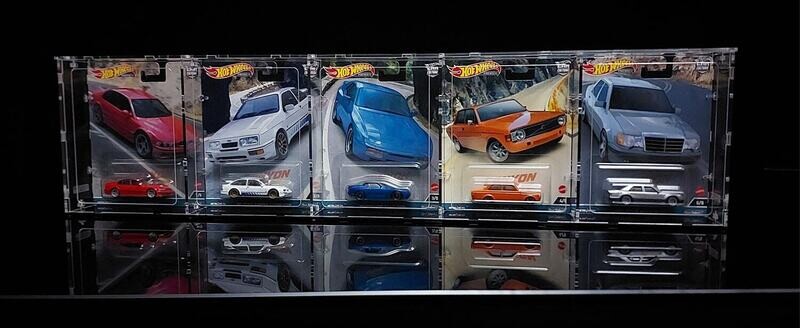 SWC-501 Acrylic Display Case for 5 x 1 Wide Premium Carded Hot Wheels *Stackable *Wallmountable