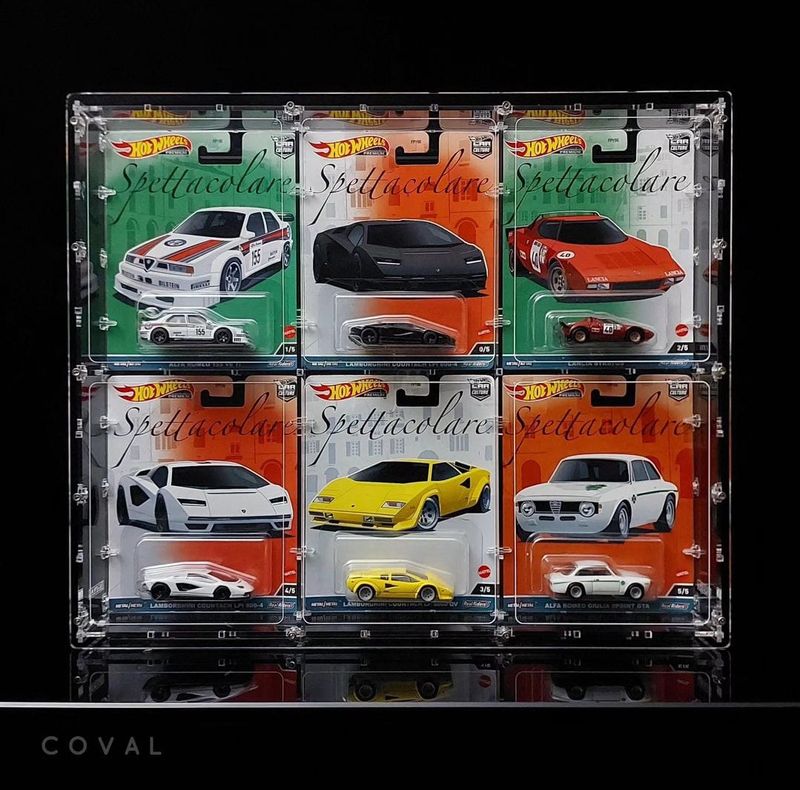 HWC-302 Acrylic Display Case for Six Premium Wide Carded Hot Wheels