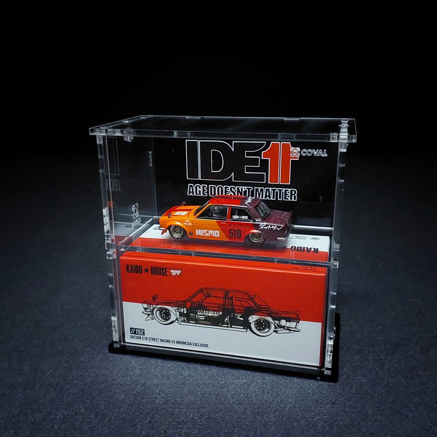 IDE-102KD Acrylic Display Cabinet for Mini GT x Kaido House Car and Box Indonesia Diecast Expo 2024