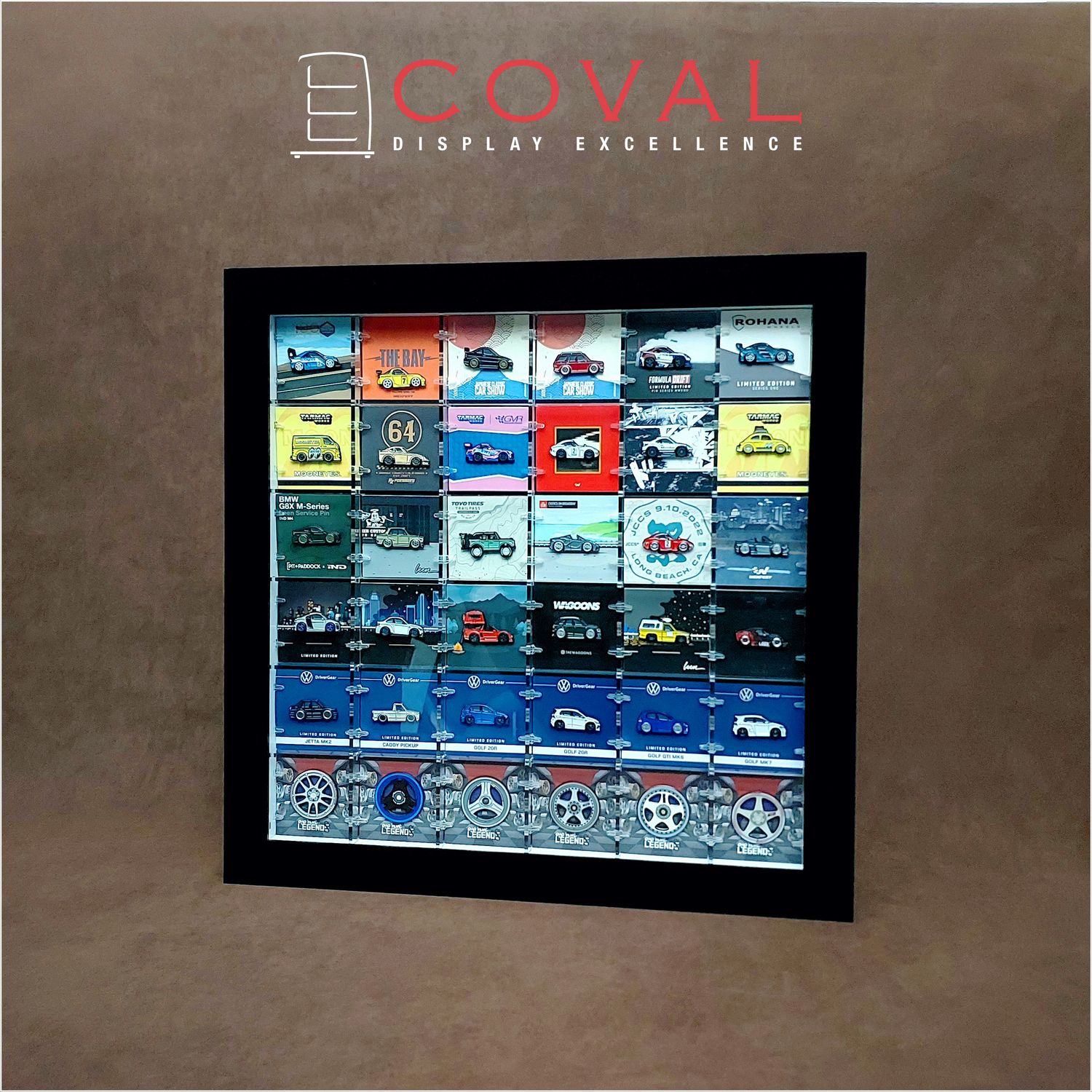 CLP-606 Acrylic Display Case for Basic Carded Leen Customs Pins holds 36