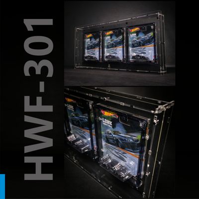 HWF-301OB Acrylic Display Case for 3 Carded Premium Hot Wheels with Magnetic Front Wallmountable