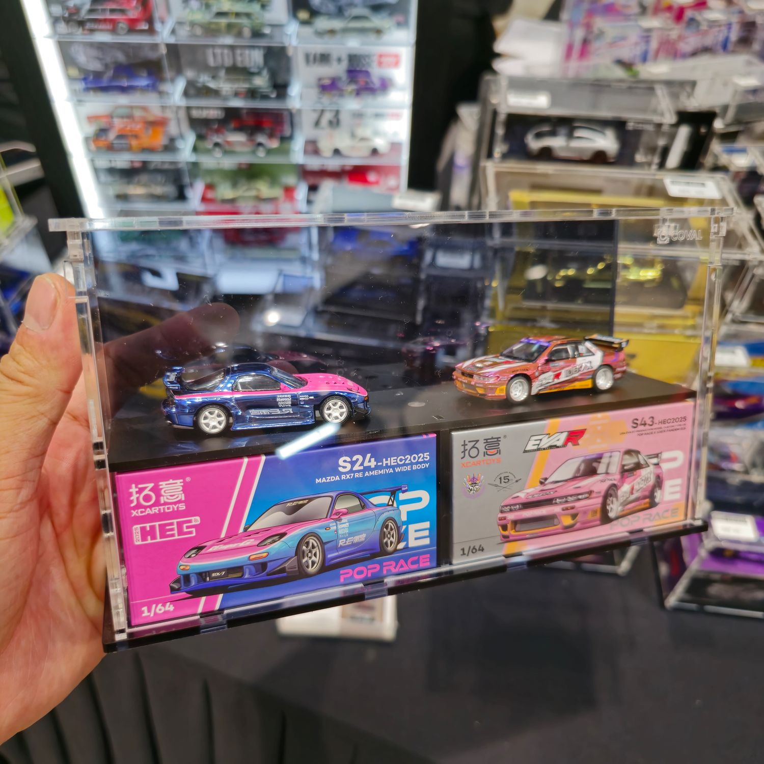 PRD-012 Acrylic Display Cabinet for 2 Pop Race/Mini GT Car and Box