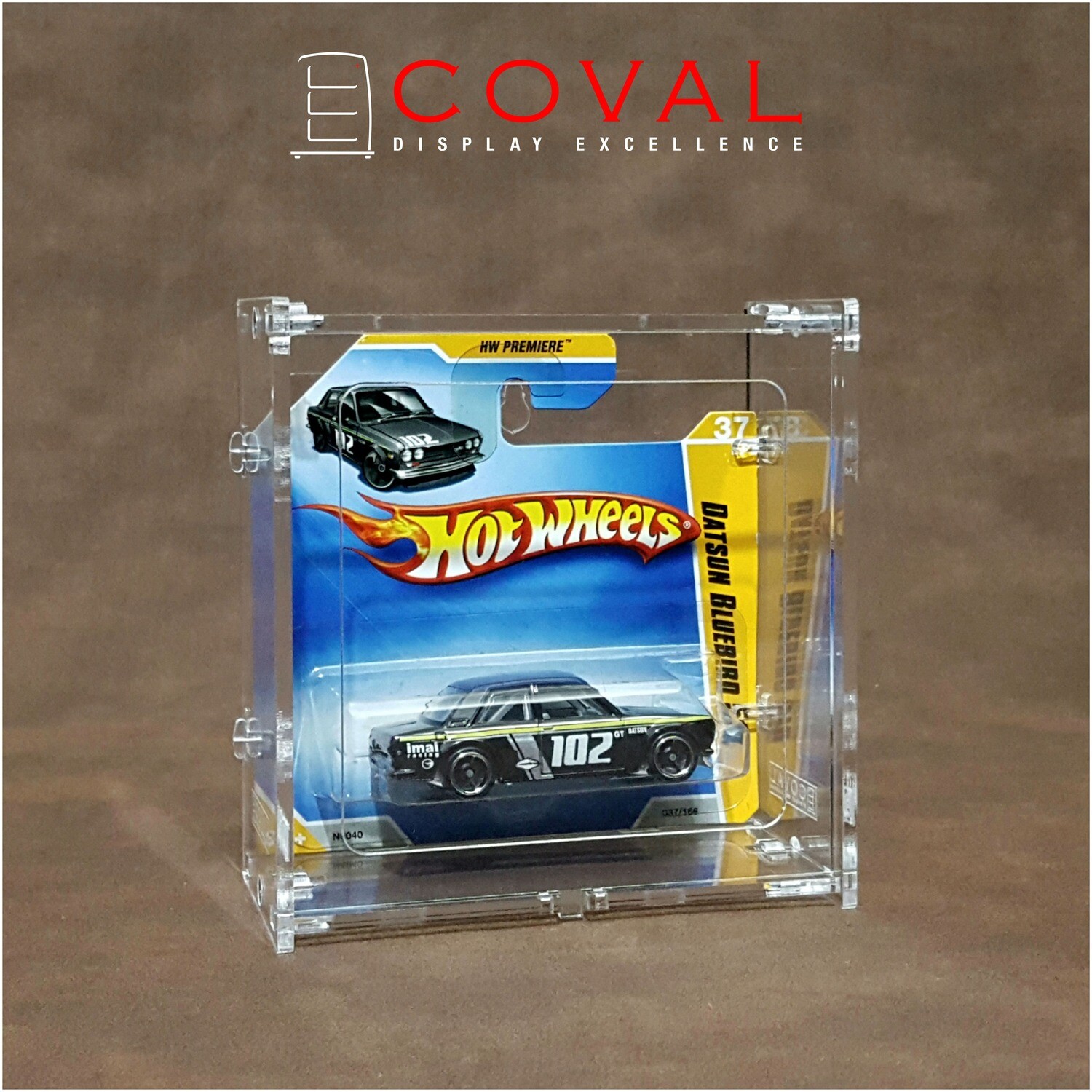 HDS-101 Acrylic Display Case for Single Short Carded Hot Wheels with Front Vertical Door