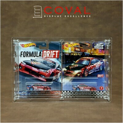 HWC-201 Acrylic Display Case for 2 Premium Wide Carded Hot Wheels