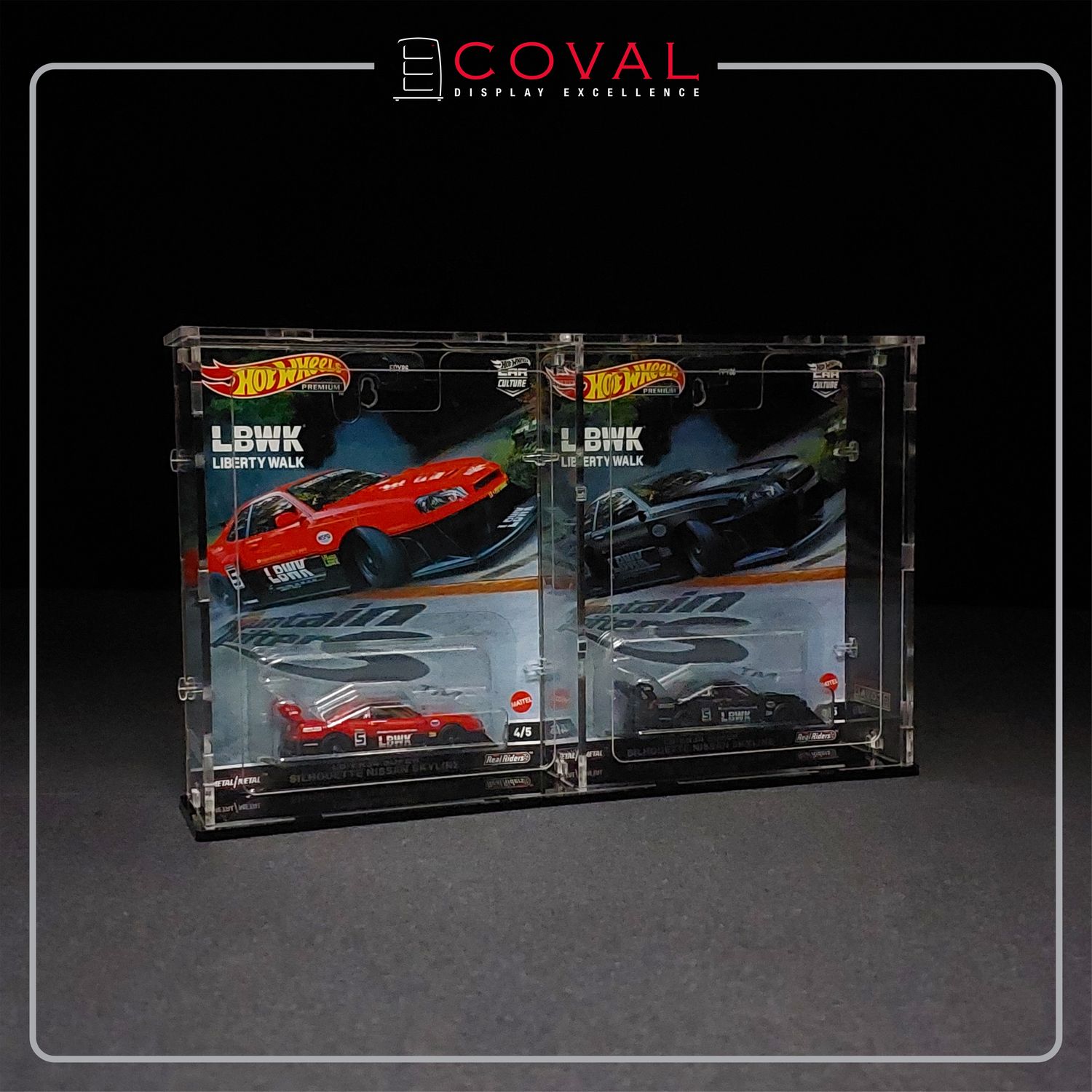 SWC-201 Acrylic Display Case for 2 x 1 Wide Premium Carded Hot Wheels *Stackable *Wallmountable