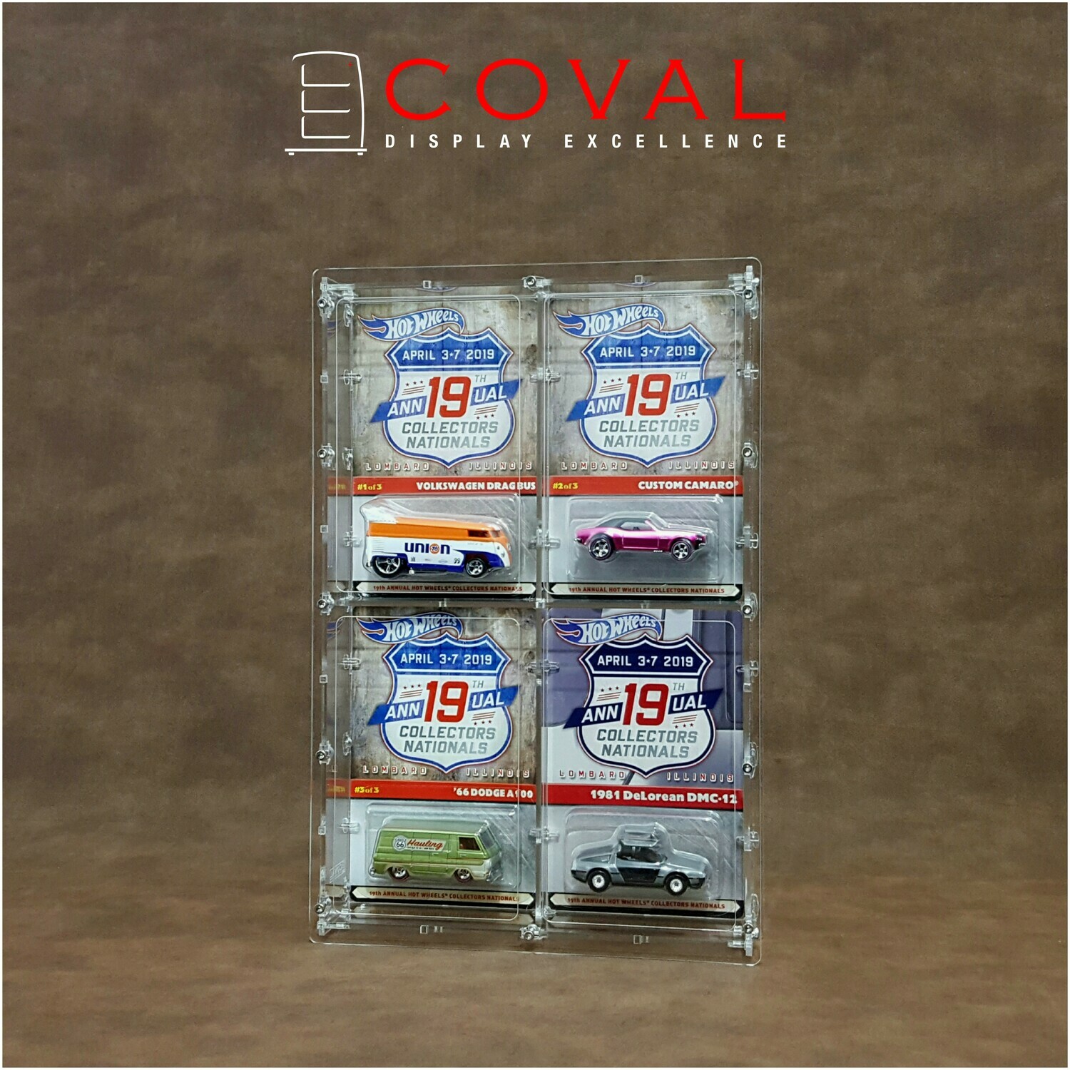 HRC-202 Acrylic Display Case for 2 x 2 Carded RLC and Mainline Hot Wheels