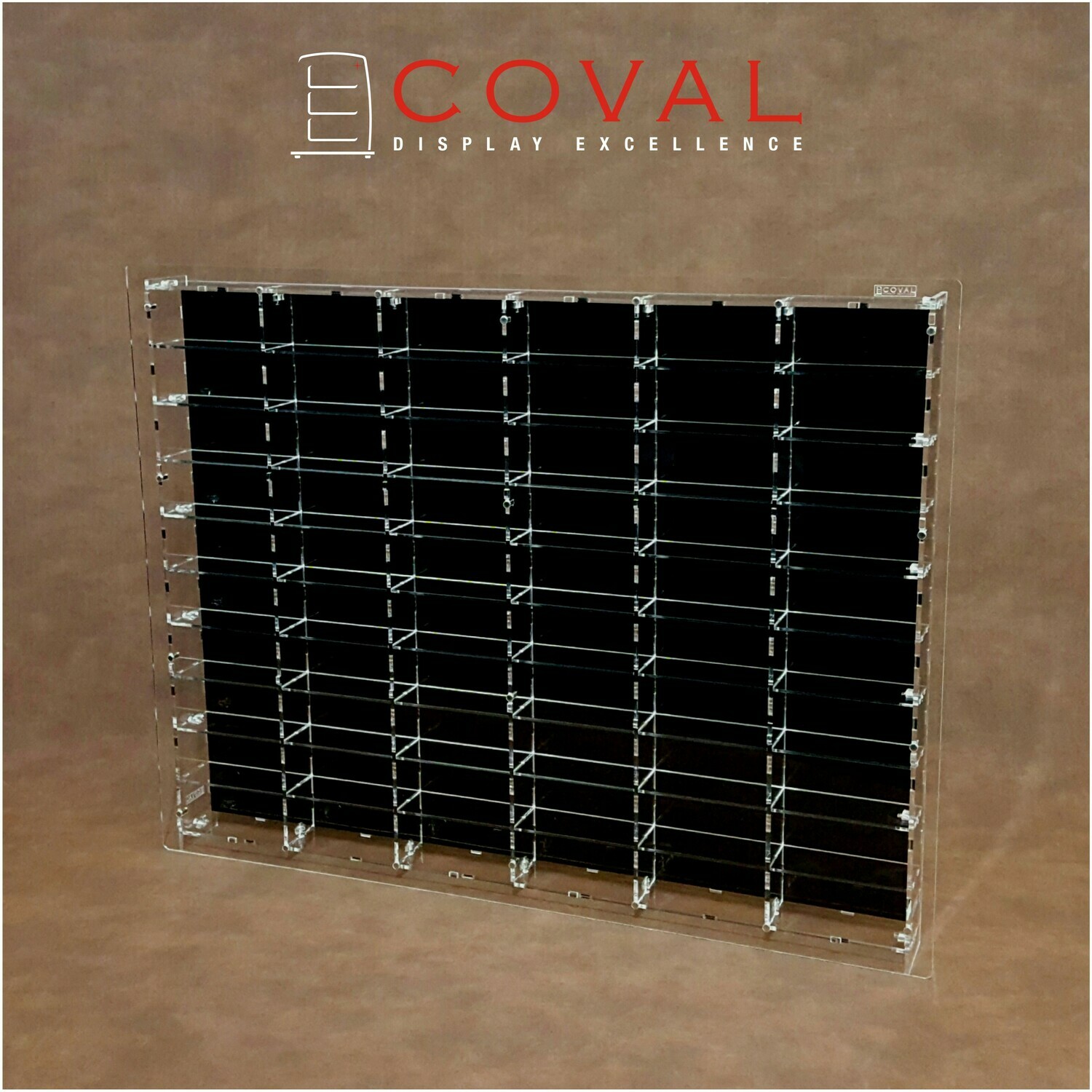 LST-610B Acrylic Wall Display for 1/64 Loose Cars Holds 60