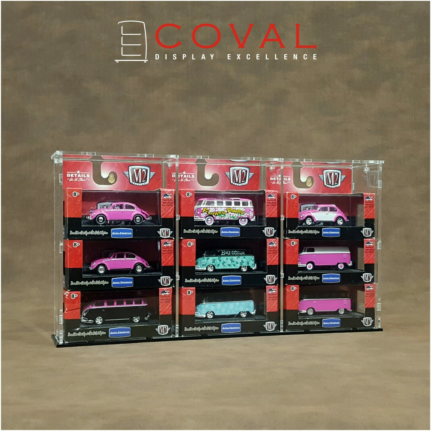SMT-303 Acrylic Display Case for 1/64 M2 Machines Boxed Car Holds 9