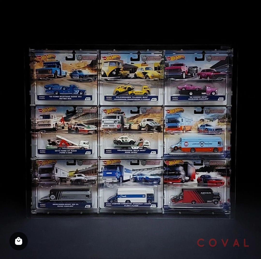 CXF-303FP Acrylic Wall Display for 3 x 3 Carded Team Transport Premium Hot Wheels