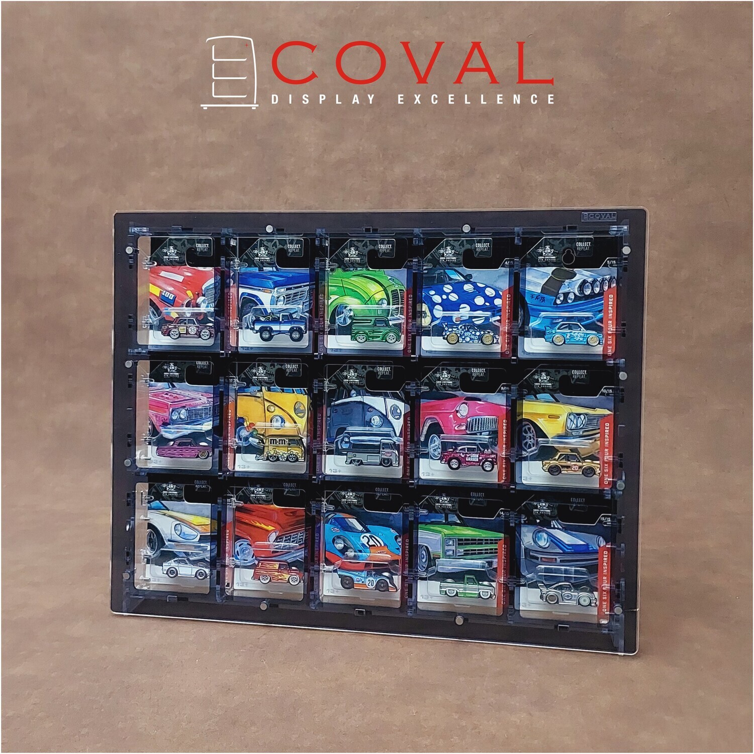 LSF-503 Acrylic Display Case for Carded Leen Customs 64 Inspired Pins holds 15