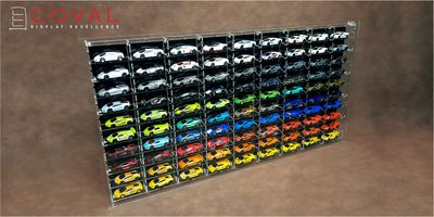 LST-910B Acrylic Wall Display for 1/64 Loose Cars Holds 90