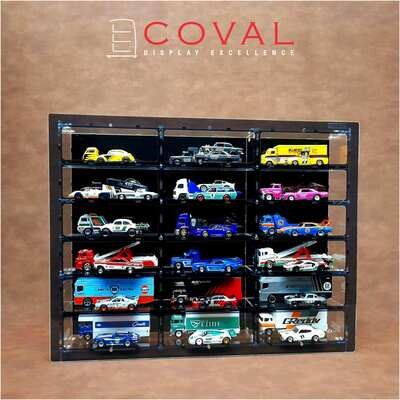 HTC-306 Acrylic Wall Display for 1/64 Hot Wheels Team Transport Loose Cars Holds 18