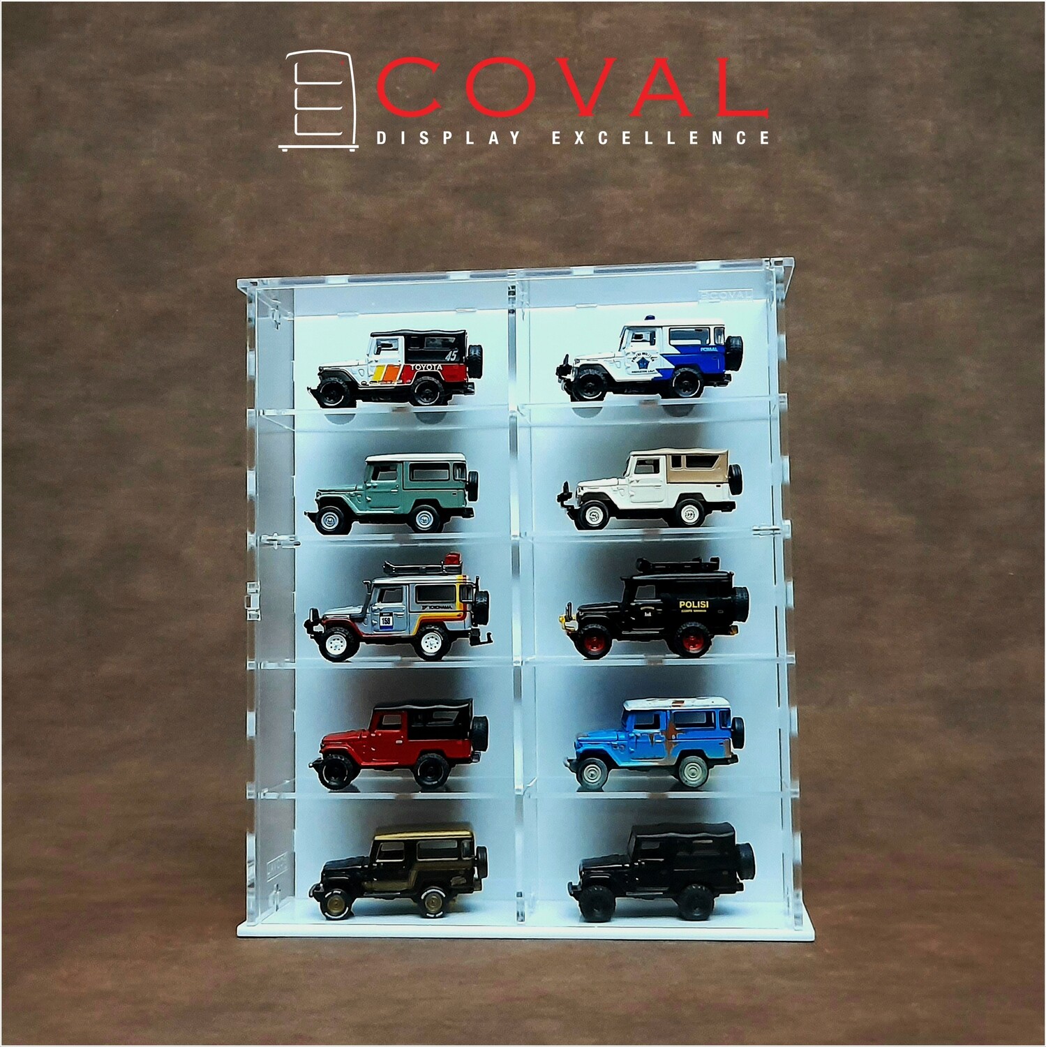 SMD-205W Acrylic Display Cabinet Holds 1/64 Loose Cars Holds 2 x 5