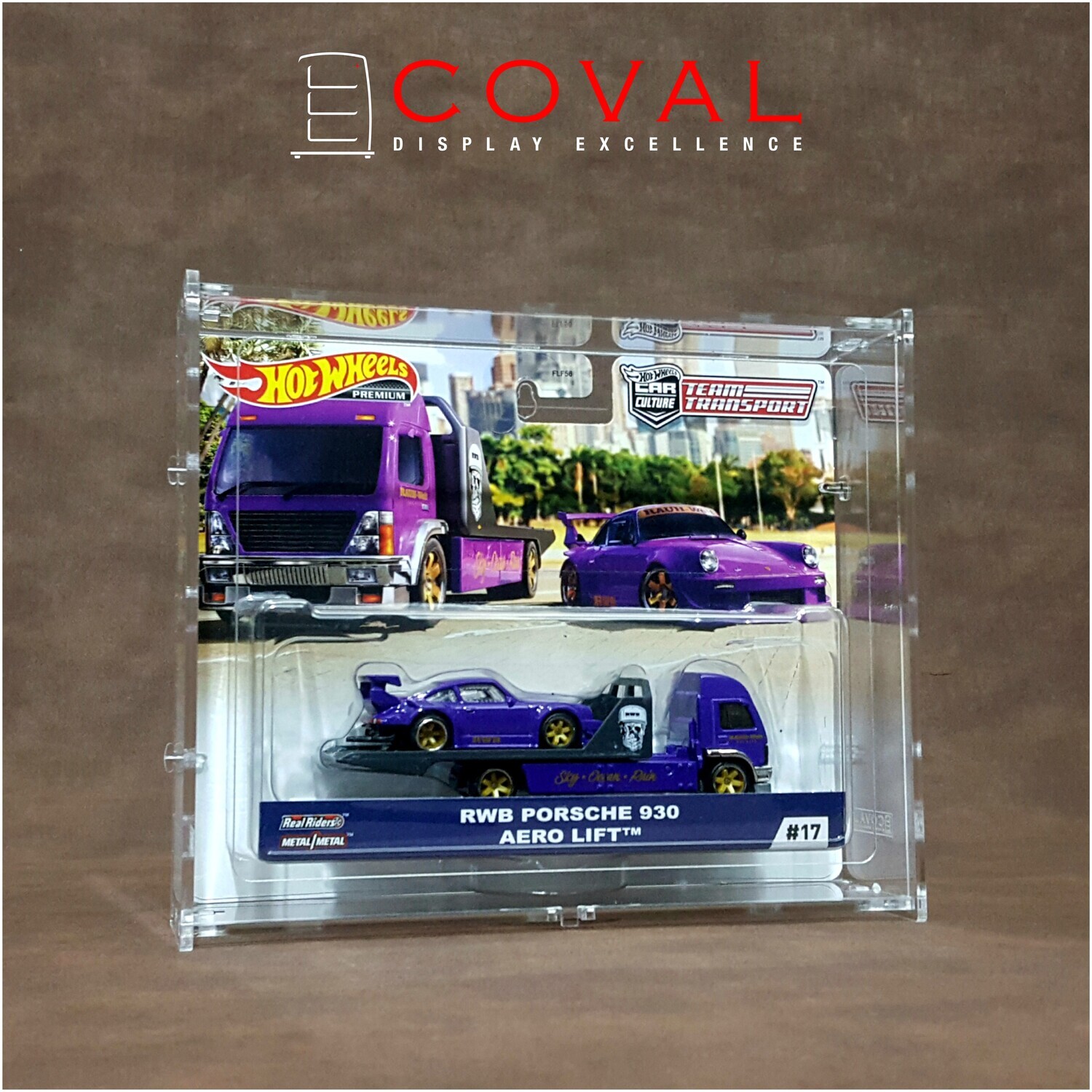 HDX-101 Acrylic Display Case for Single Carded Hot Wheels Team Transport with Front Vertical Door