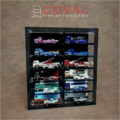 HTC-206 Acrylic Wall Display for 1/64 Hot Wheels Team Transport Loose Cars Holds 12