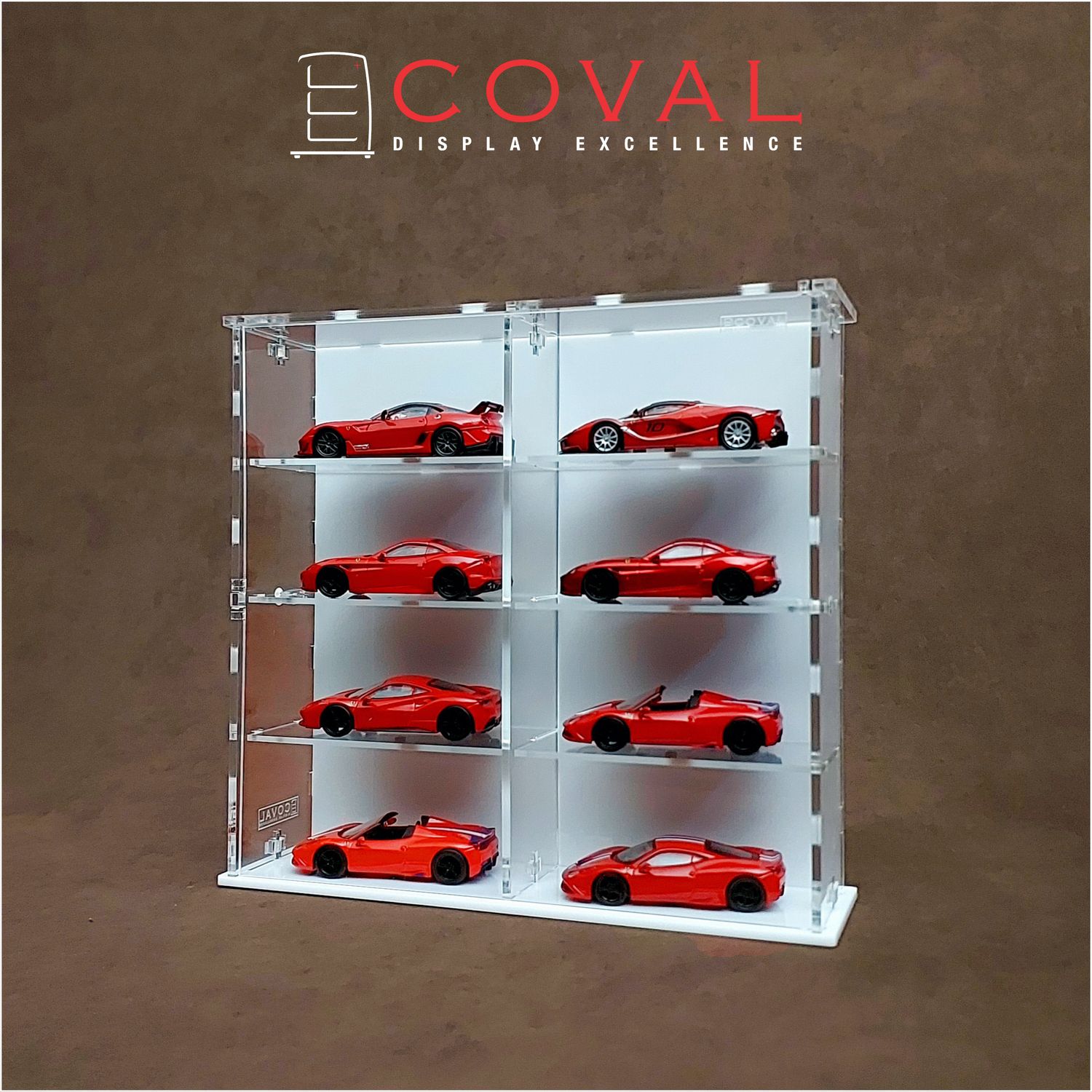 SMD-204W Acrylic Display Cabinet Holds 1/64 Loose Cars Holds 2 x 4
