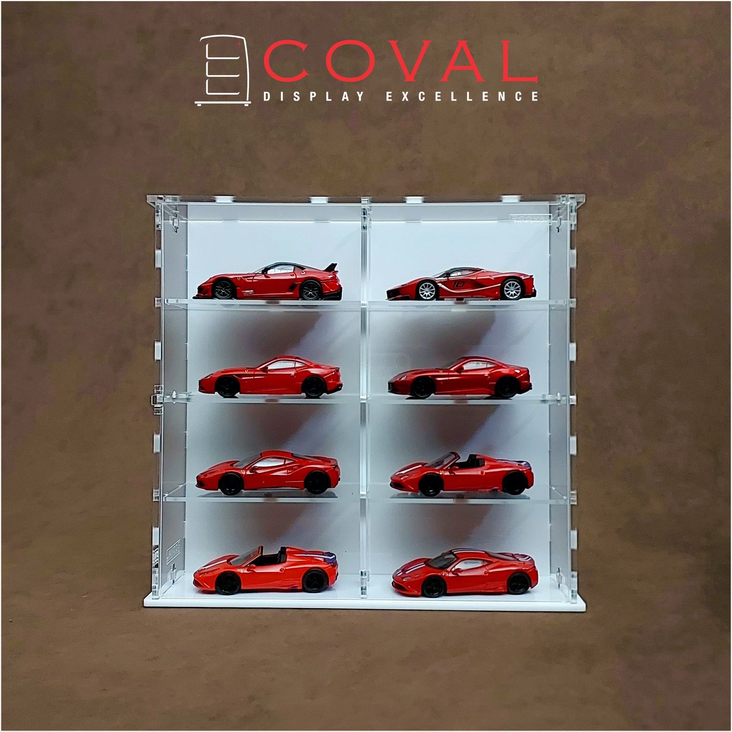 SMD-204W Acrylic Display Cabinet Holds 1/64 Loose Cars Holds 2 x 4
