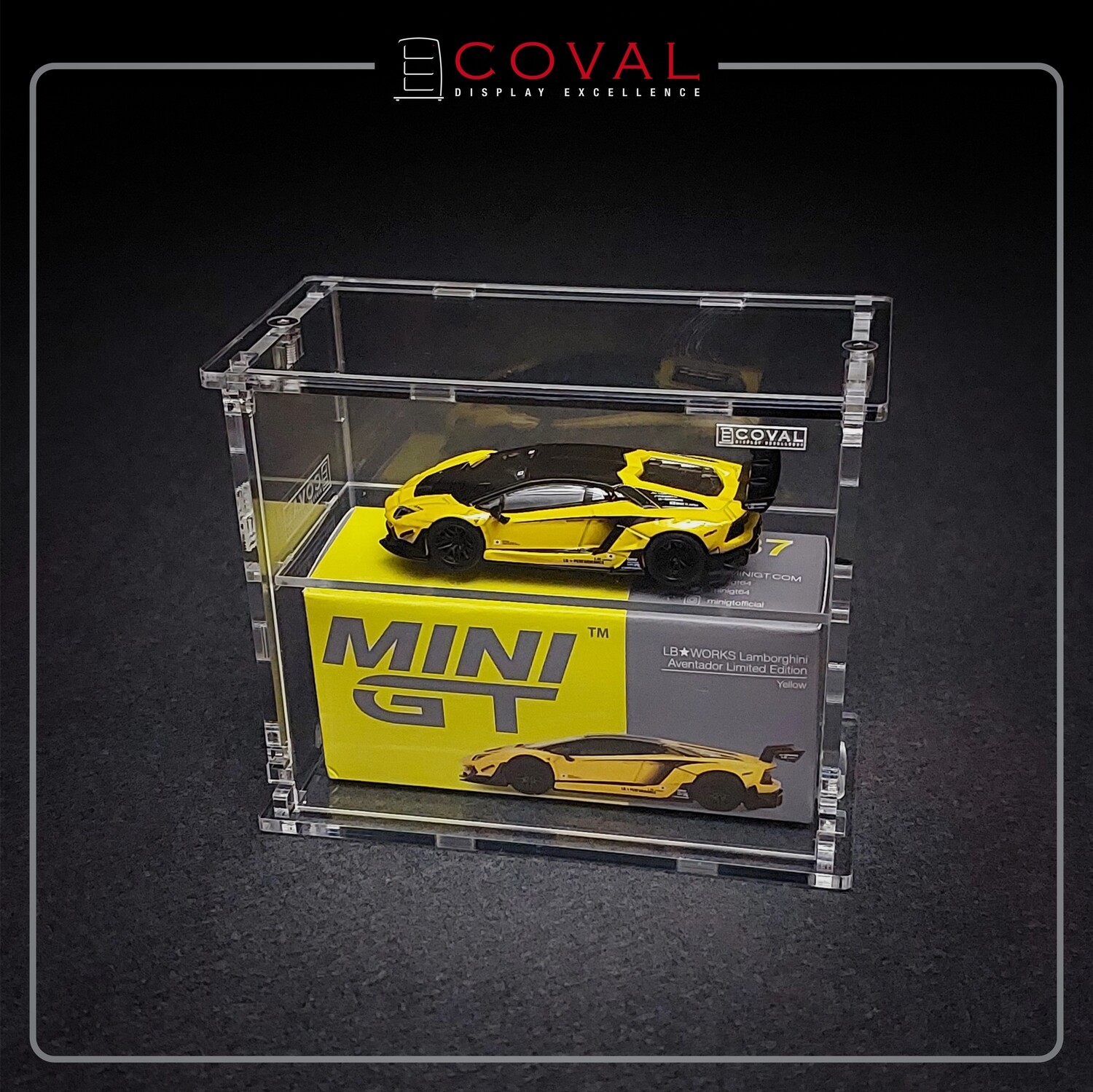 SMG-102VC Acrylic Display Cabinet for Single Mini GT Car and Box with Front Vertical Door