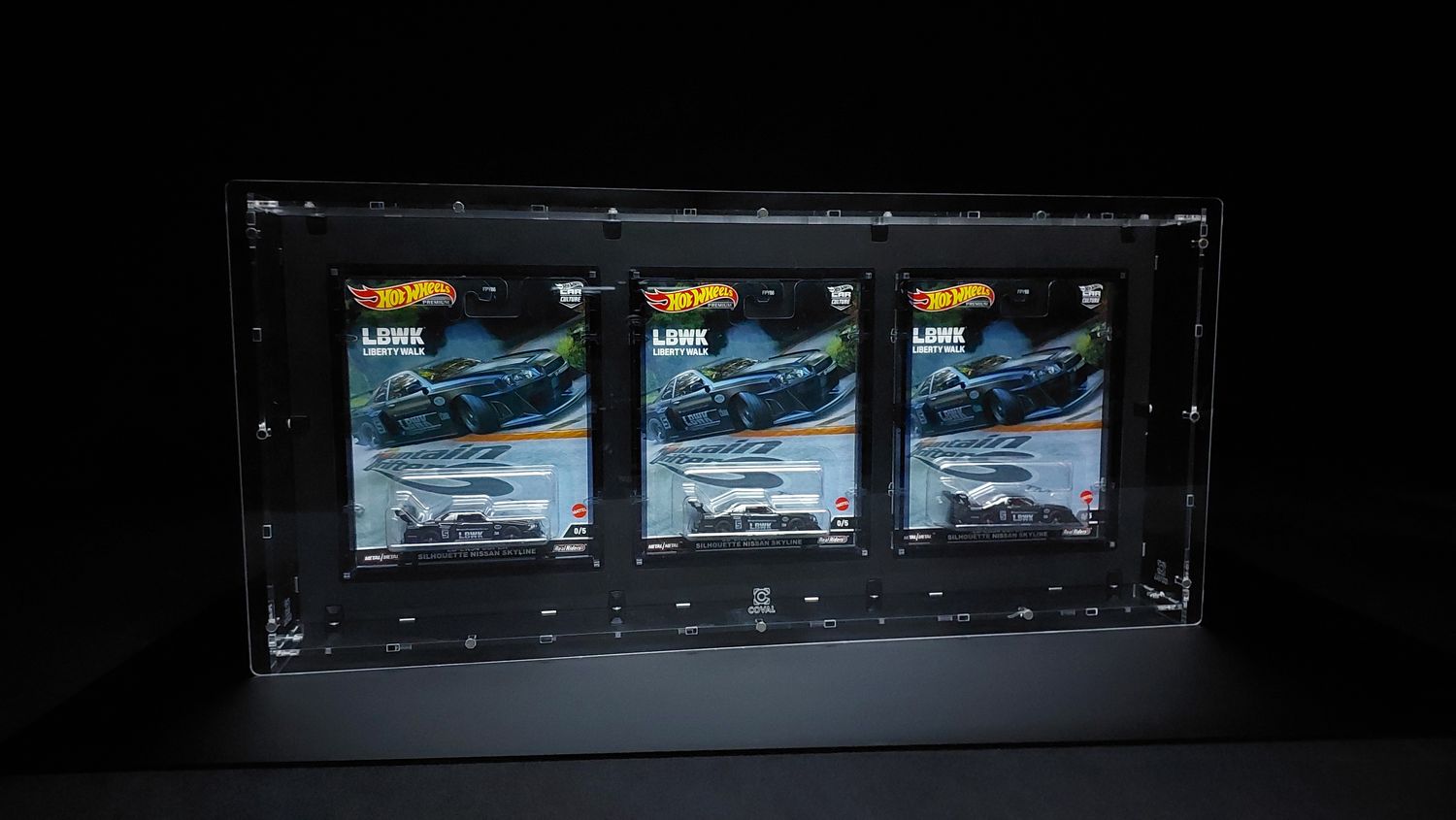 HWF-301OB Acrylic Display Case for 3 Carded Premium Hot Wheels with Magnetic Front Wallmountable