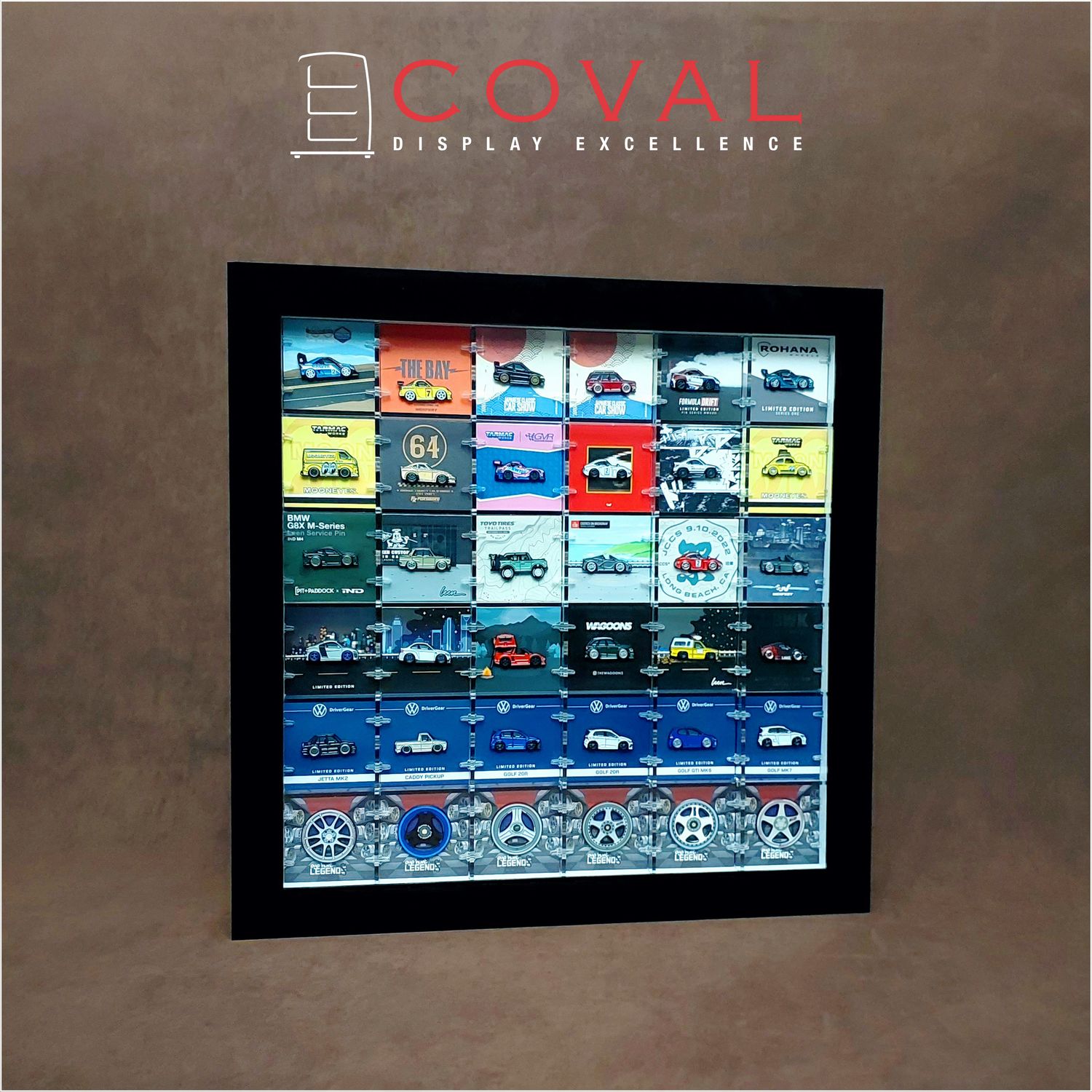 CLP-606 Acrylic Display Case for Basic Carded Leen Customs Pins holds 36