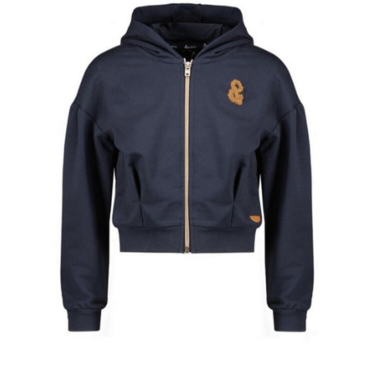 Nono Girls  Plain dark blue cardigan with hood,