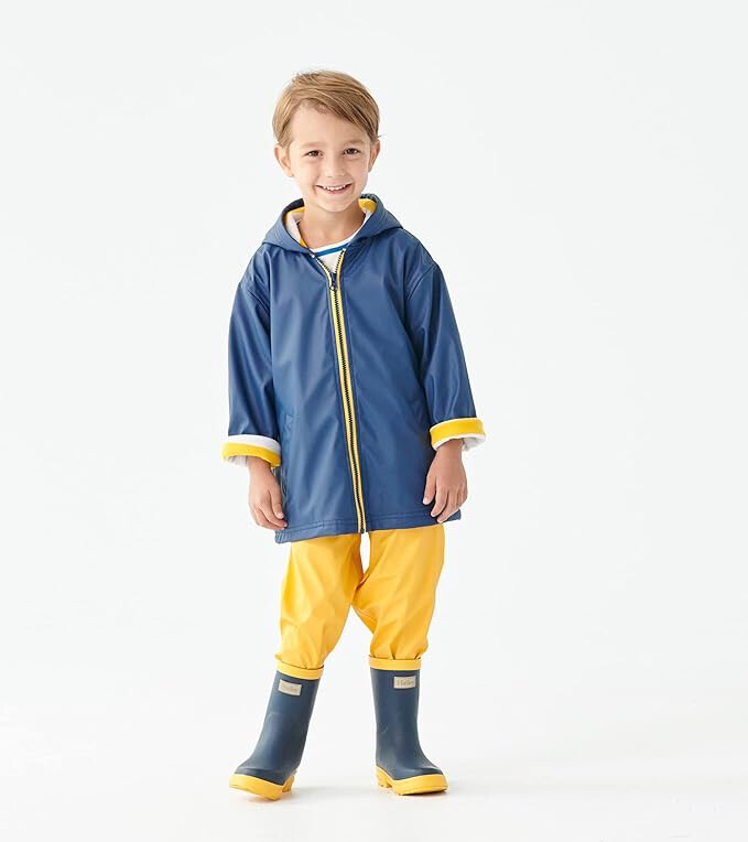 Hatley Navy And Yellow Splash Raincoat Hatley Navy And Yellow Splash Raincoat