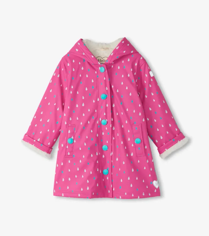 Hatley Girls Tiny Dots Sherpa Lined Button-Up Rain Jacket Hatley Girls Tiny Dots Sherpa Lined Button-Up Rain Jacket
