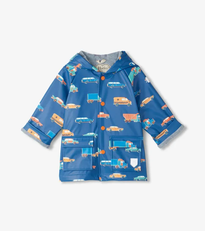 Hatley Baby & Toddler Boys Driving Cars Button-Up Rain Jacket Hatley Baby & Toddler Boys Driving Cars Button-Up Rain Jacket