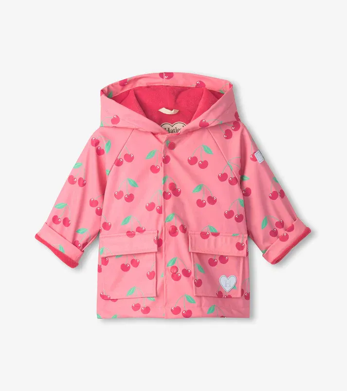 Hatley Toddler Girls Cherries Button-Up Rain Jacket Hatley Toddler Girls Cherries Button-Up Rain Jacket