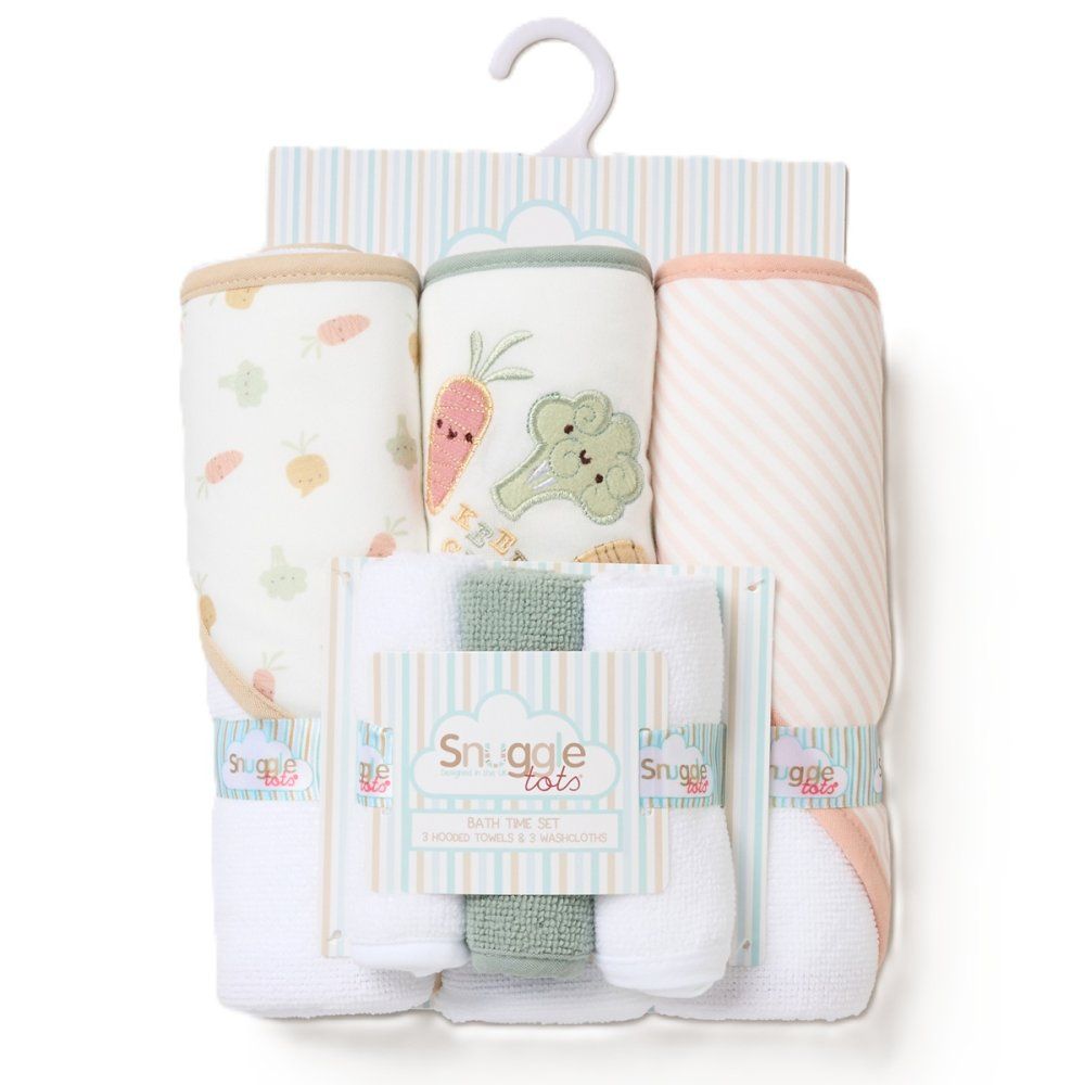 Baby Vegetables 6 Piece Hooded Towels & Washcloths Bath Time Set Baby Vegetables 6 Piece Hooded Towels & Washcloths Bath Time Set