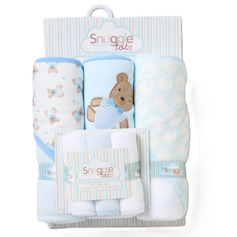 6 Piece Hooded Towels & Washcloths Bath Time Set