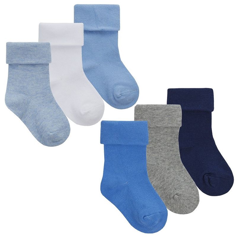 Baby Boys 3 Pack Plain Assorted Turn Over Socks Baby Boys 3 Pack Plain Assorted Turn Over Socks