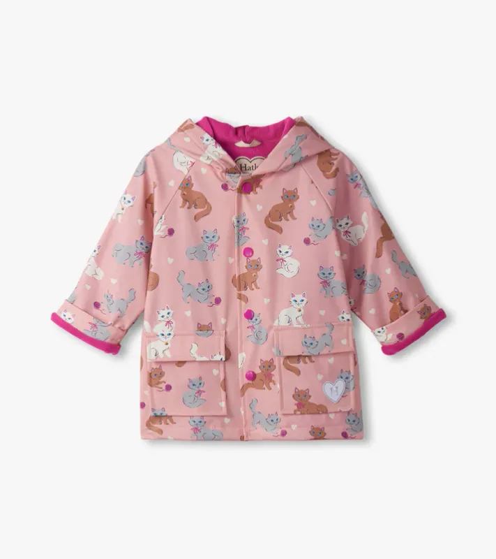 Hatley  Baby & Toddler Girls Little Kitties Button-Up Raincoat Hatley  Baby & Toddler Girls Little Kitties Button-Up Raincoat