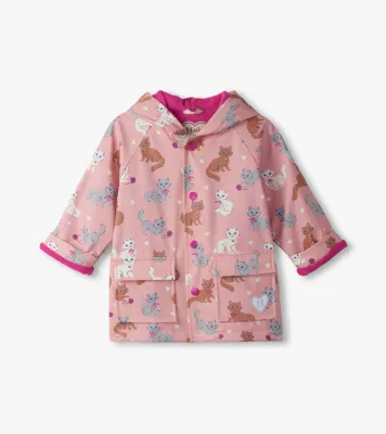 Hatley  Baby & Toddler Girls Little Kitties Button-Up Raincoat Hatley  Baby & Toddler Girls Little Kitties Button-Up Raincoat