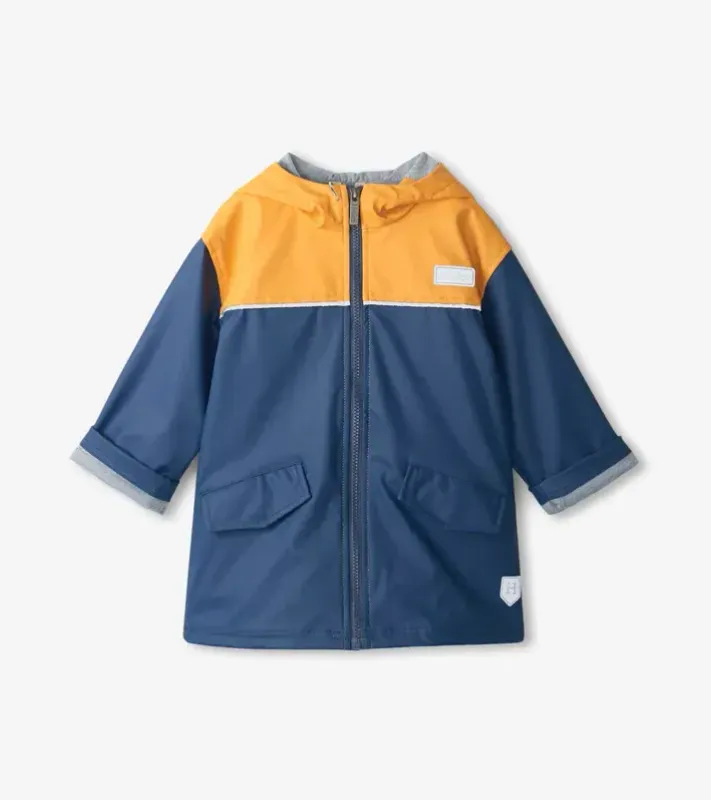 Hatley Kids Yellow & Navy Zip-Up Rain Jacket Hatley Kids Yellow & Navy Zip-Up Rain Jacket