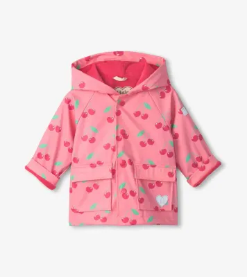 Hatley Toddler Girls Cherries Button-Up Rain Jacket